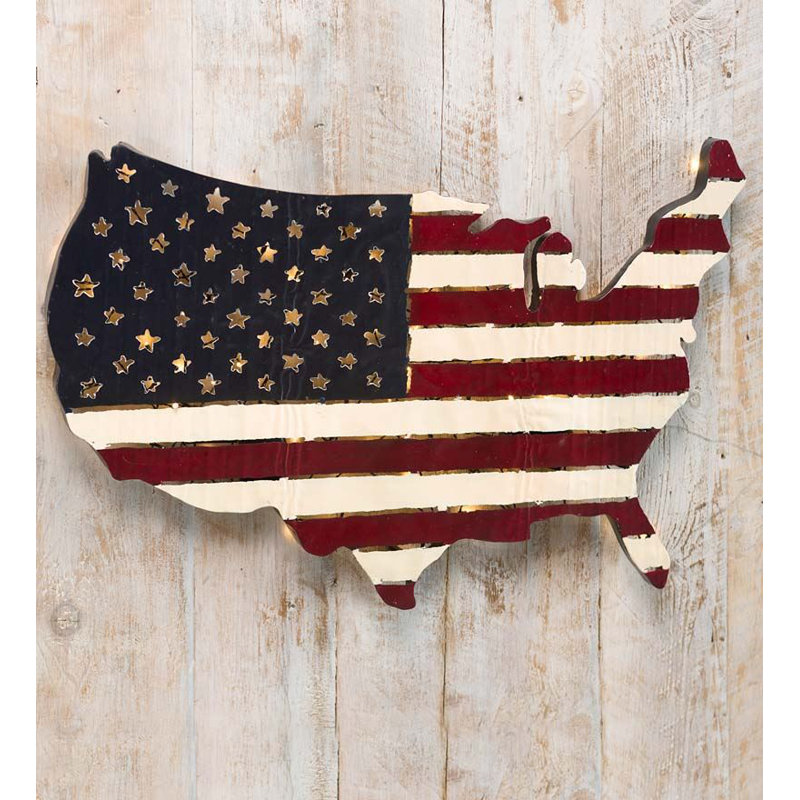 Plow & Hearth Lighted Americana Flag Art Wall Décor & Reviews Wayfair